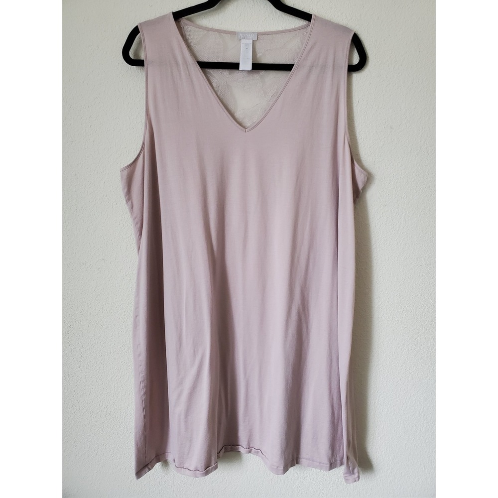 Hanro‎ Switzerland Cotton Nightgown XL Pink V-Neck Mesh Embroidered Back - Picture 10 of 10